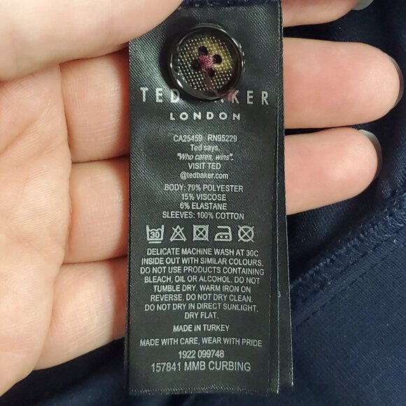 Ted Baker Womens 1/4 Zip Pullover Sweatshirt Size 4 Blue Preppy Designer Classic - Picture 6 of 10